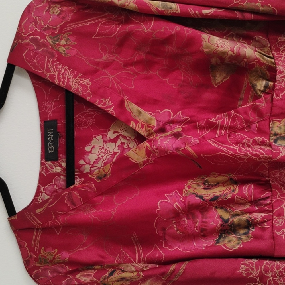 Lane Bryant Silky Feeling Blouse in Red and A Beige/Gold Floral Pattern